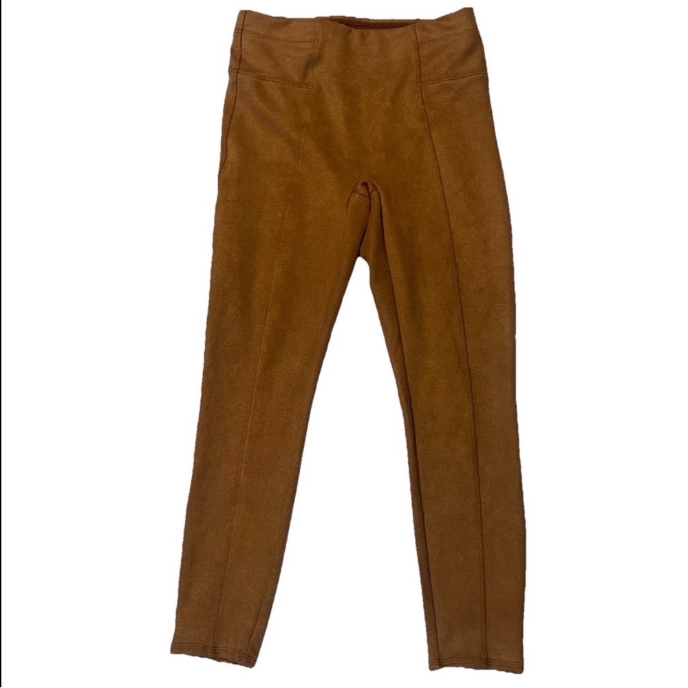 SPANX Womens Faux Suede Leggings Rich Caramel Tummy Control Hi Waist Size M NWOT